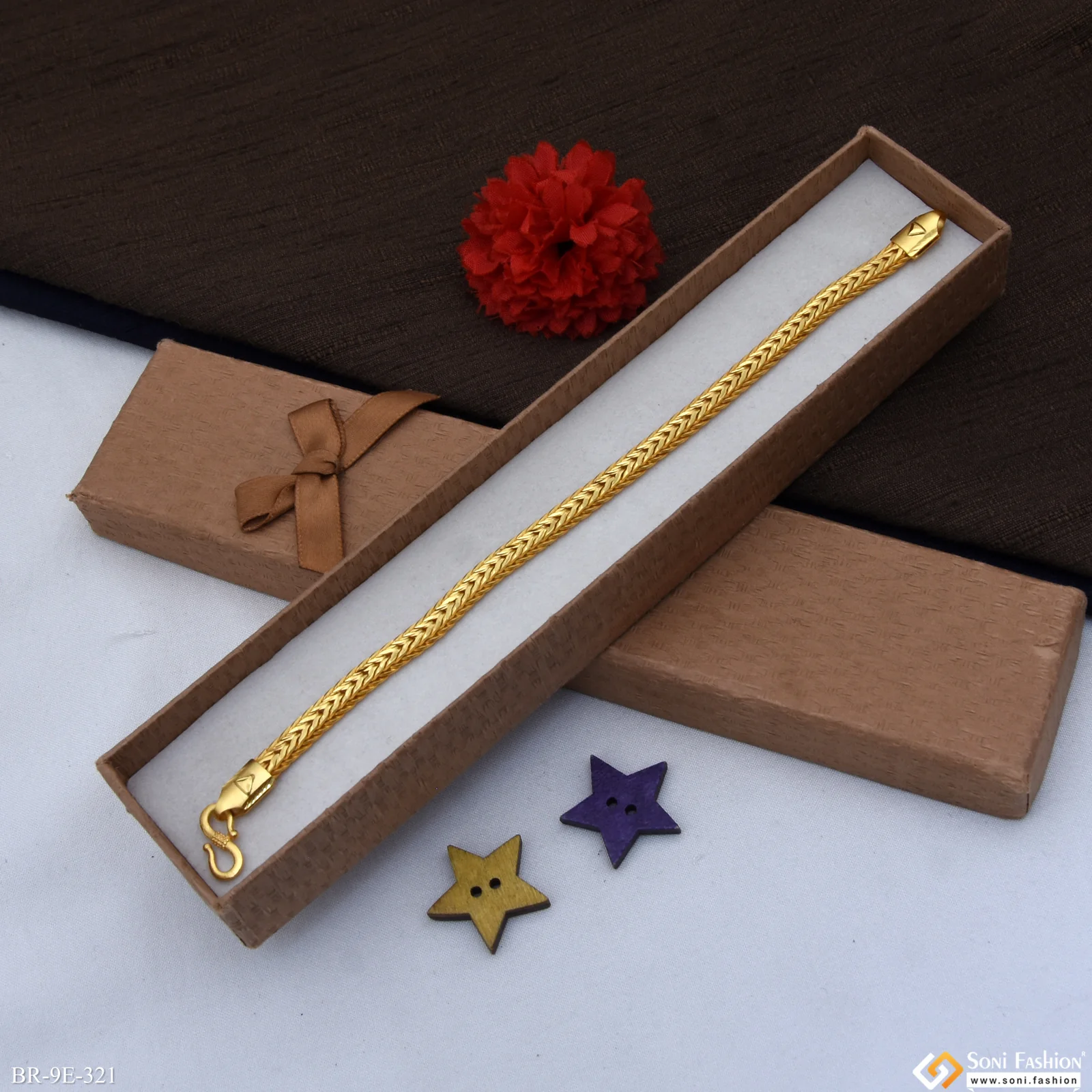 Fabulous Design Gold Plated Bracelet for Men - Style E321 - Image 5