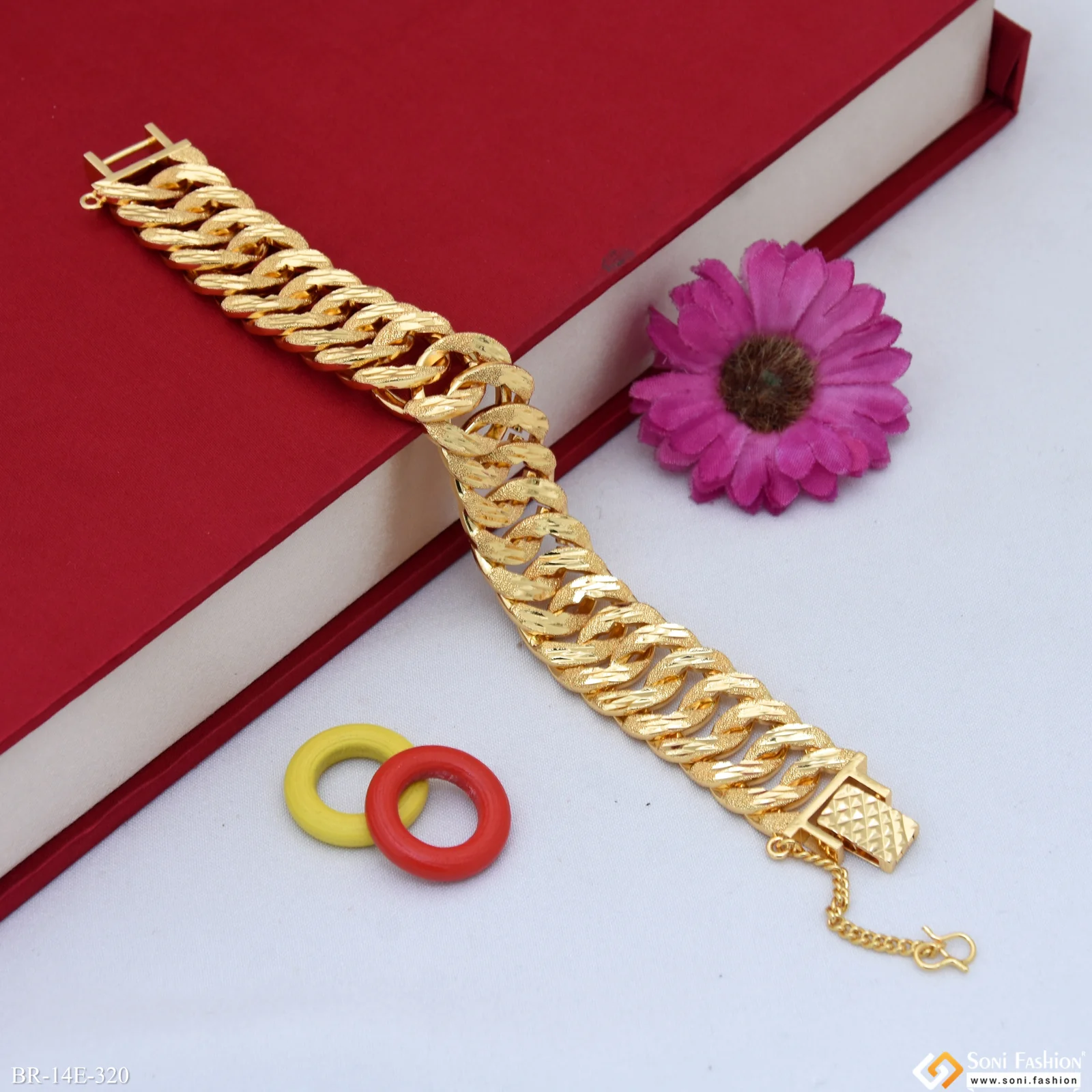 Fashionable Design Gold Plated Bracelet for Men - Style E320 - Image 3