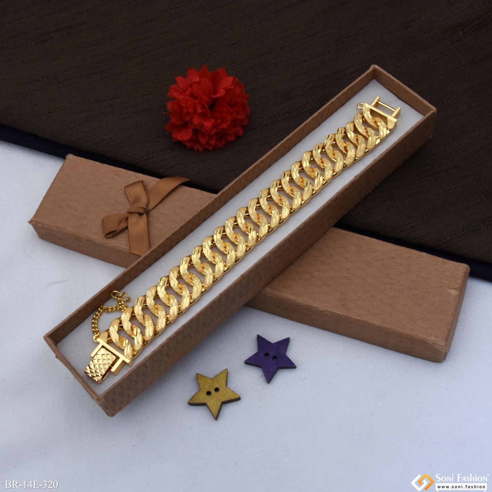 Fashionable Design Gold Plated Bracelet for Men - Style E320 - Image 5