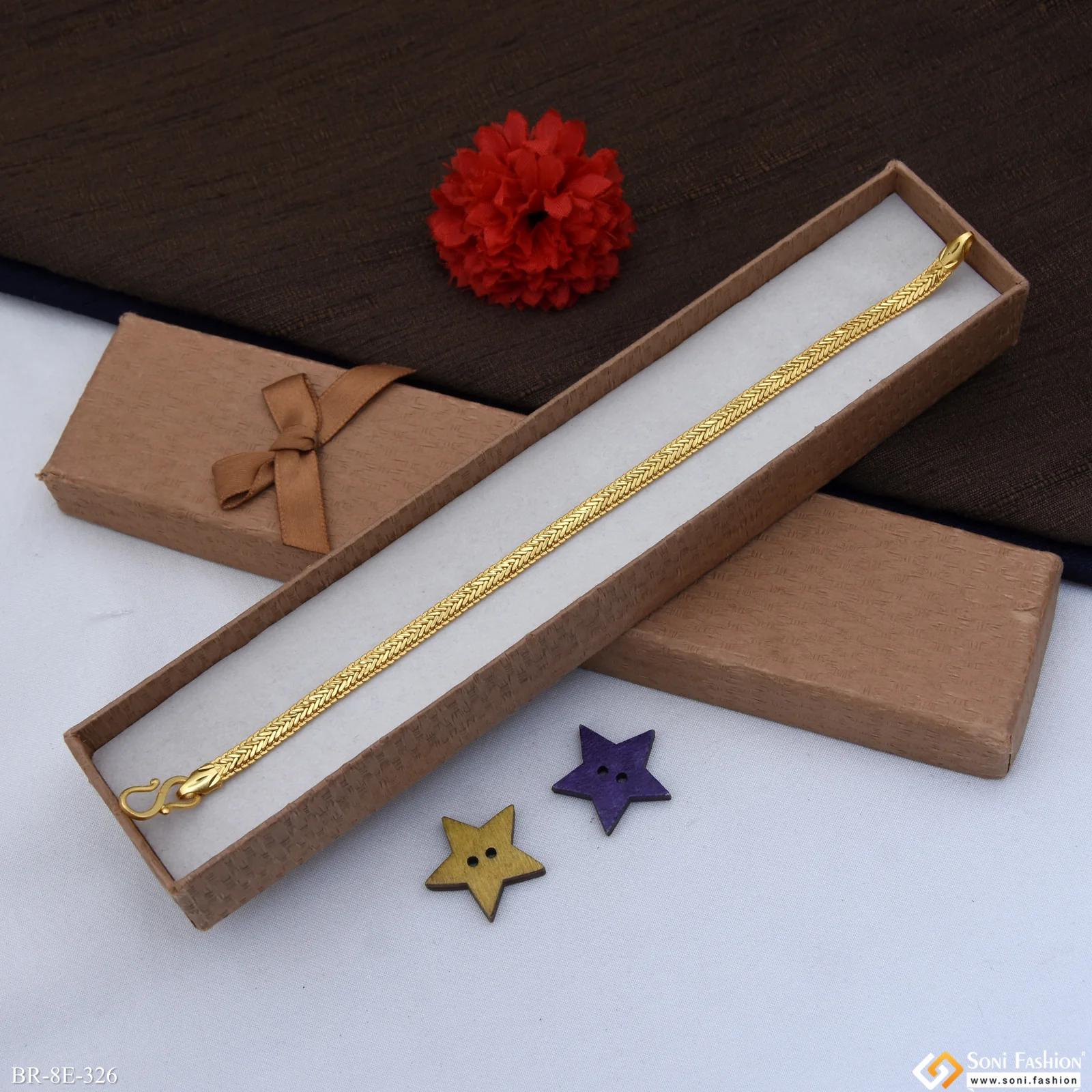 Gorgeous Design Gold Plated Bracelet for Men - Style E326 - Image 5