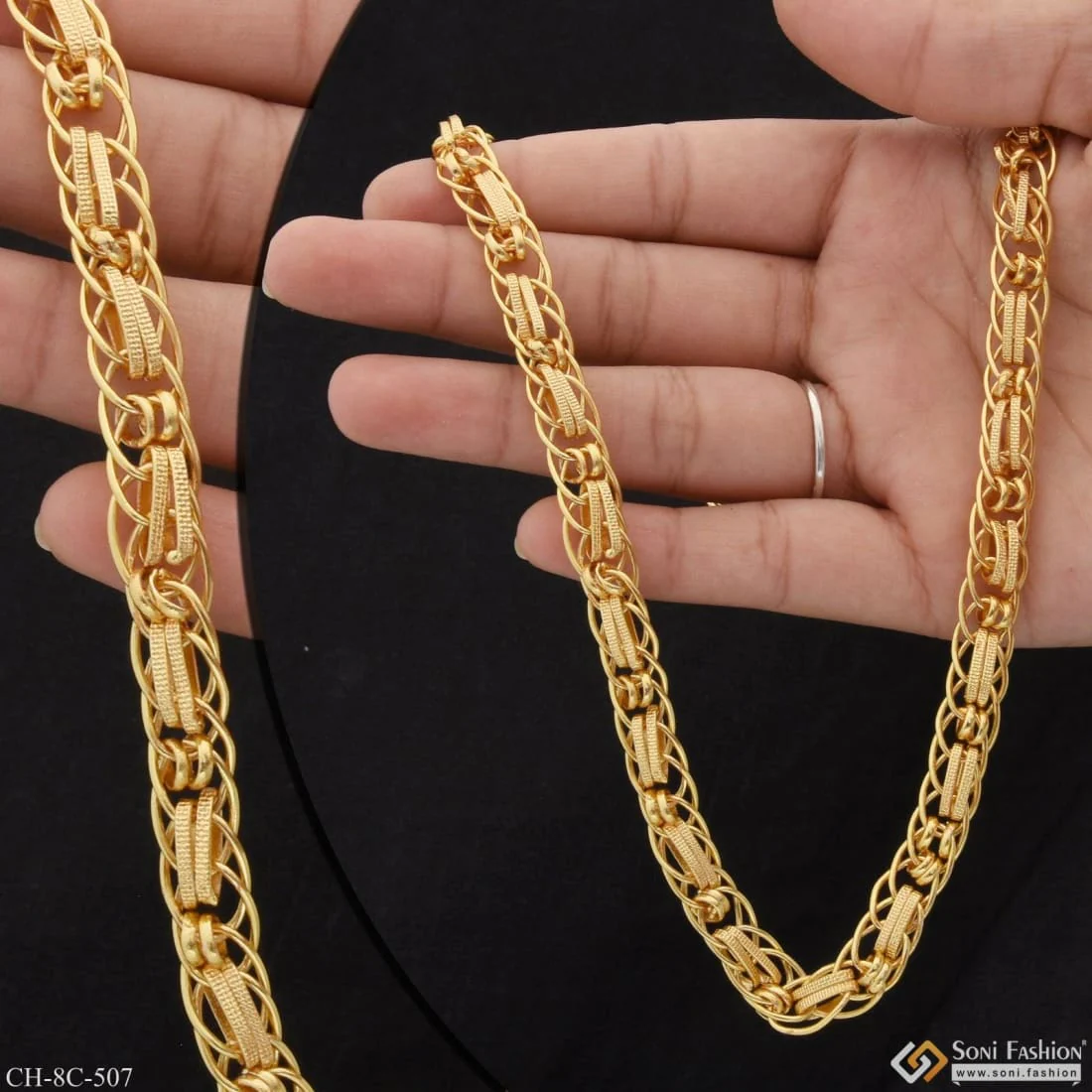 Linked Expensive-Looking Design High-Quality Gold Plated Chain for Men - Style C507 - Image 3