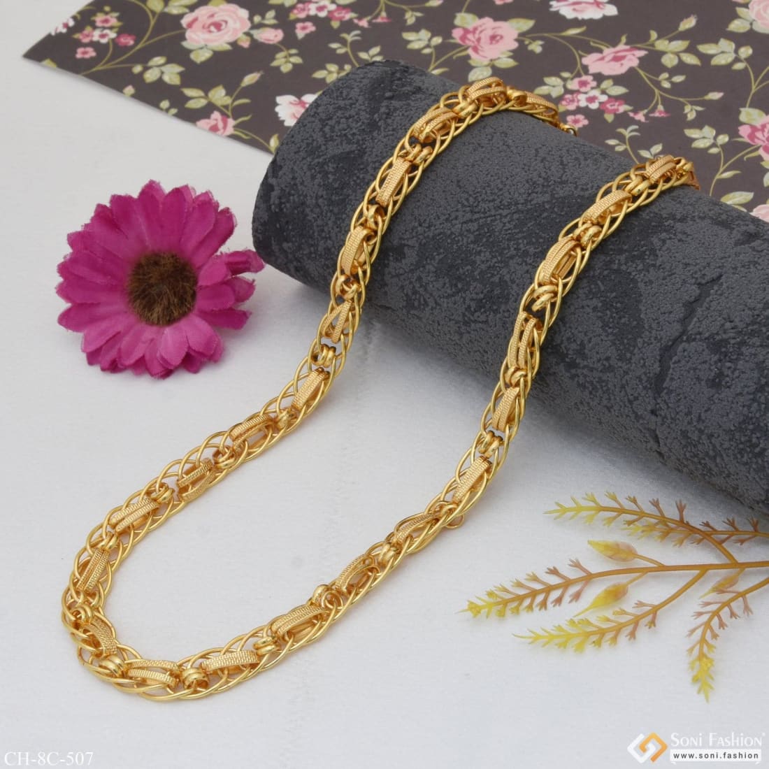 Linked Expensive-Looking Design High-Quality Gold Plated Chain for Men - Style C507 - Image 4