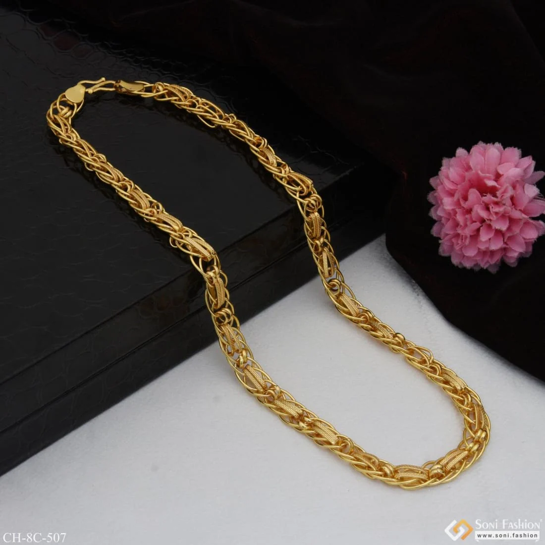 Linked Expensive-Looking Design High-Quality Gold Plated Chain for Men - Style C507 - Image 6