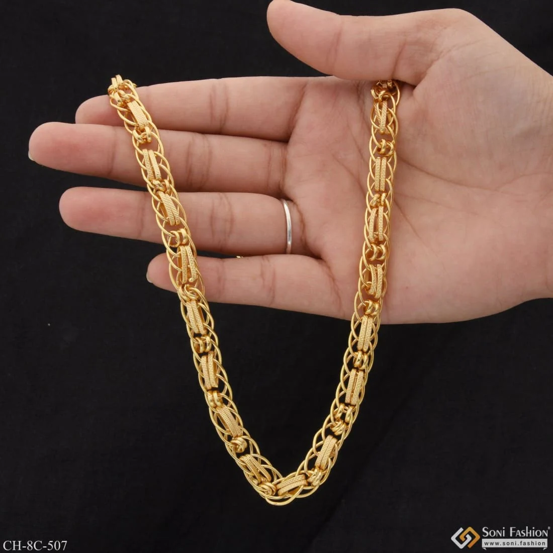Linked Expensive-Looking Design High-Quality Gold Plated Chain for Men - Style C507 - Image 7
