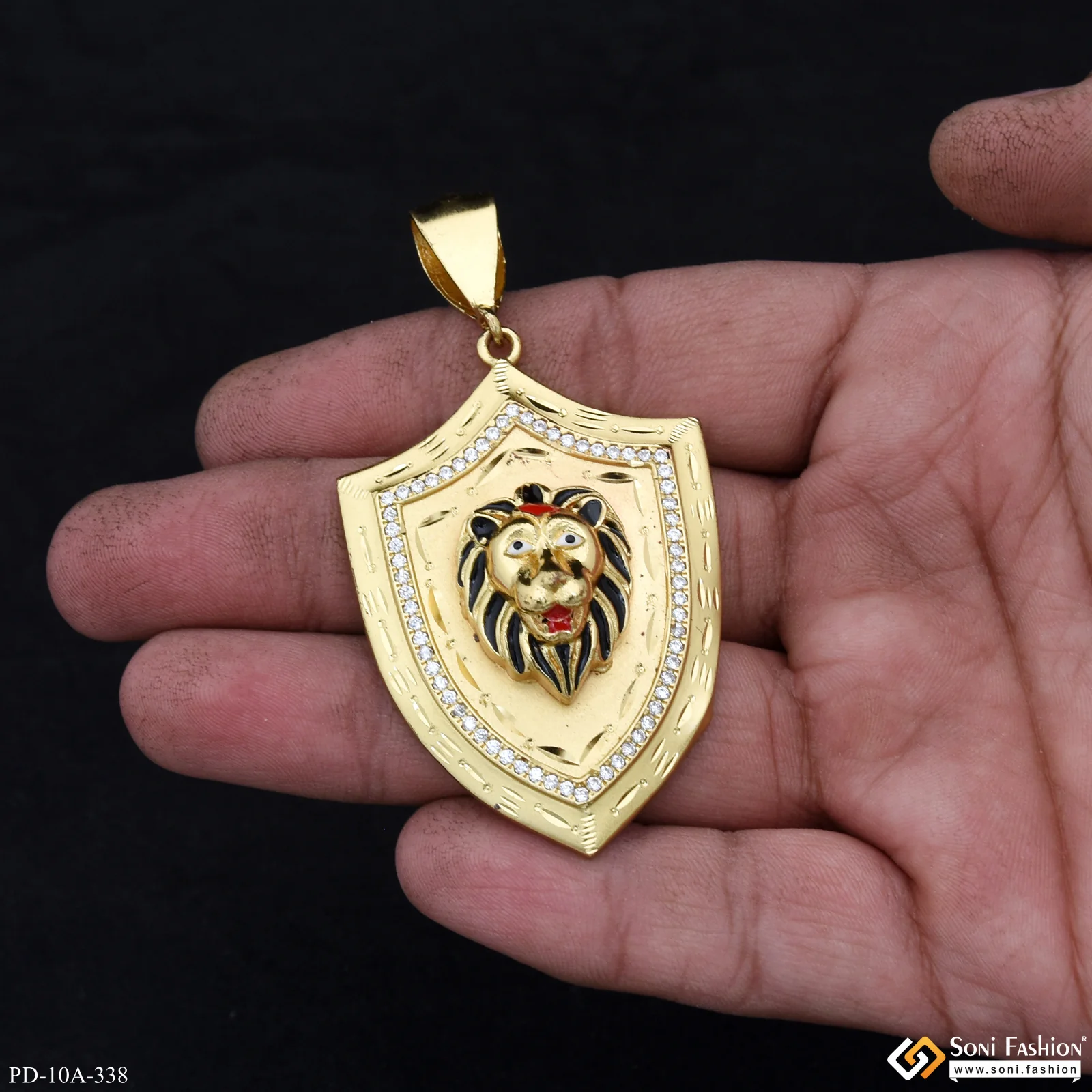 Lion Diamond Pendant Premium-Grade Quality Gold Plated for Men - Style A338