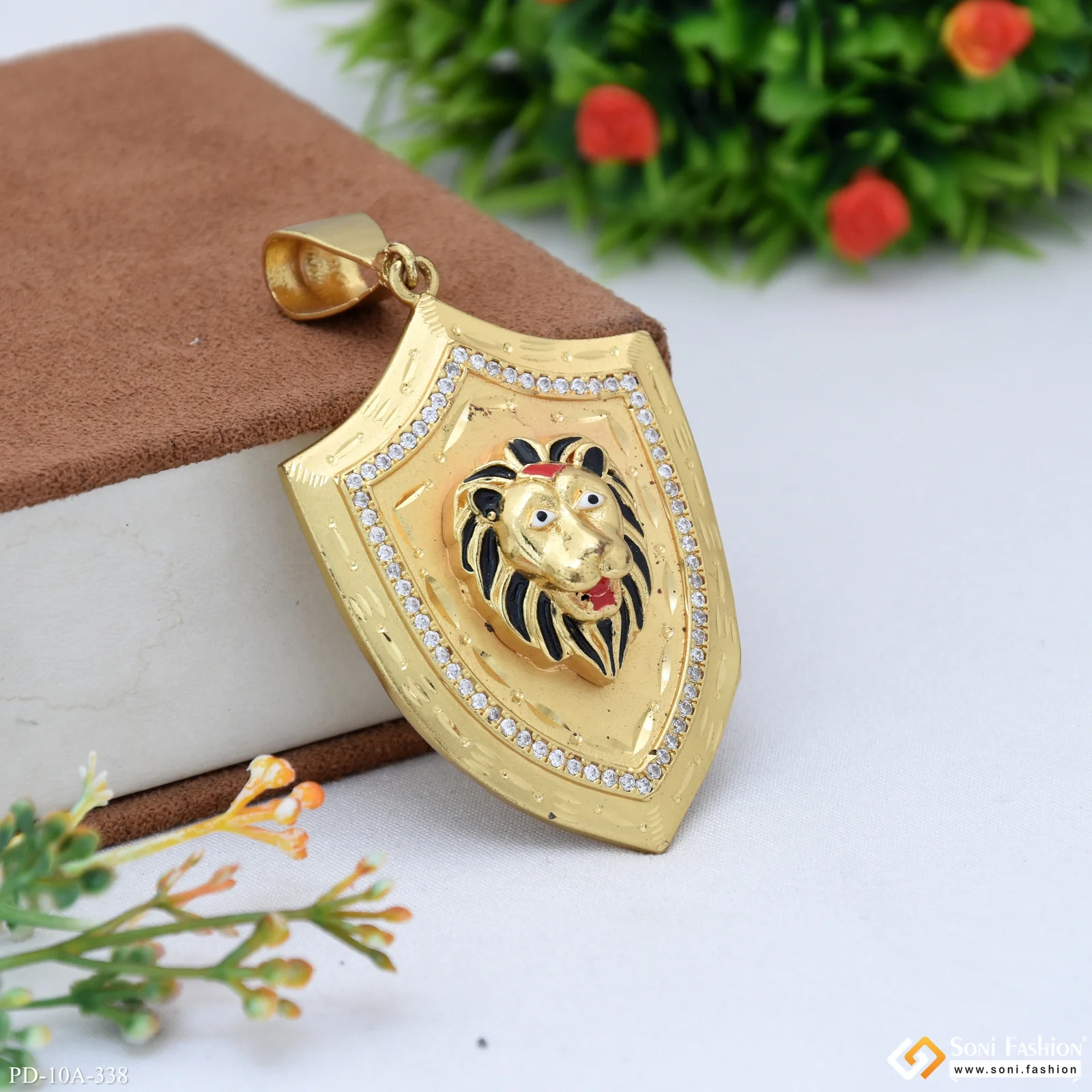 Lion Diamond Pendant Premium-Grade Quality Gold Plated for Men - Style A338 - Image 4