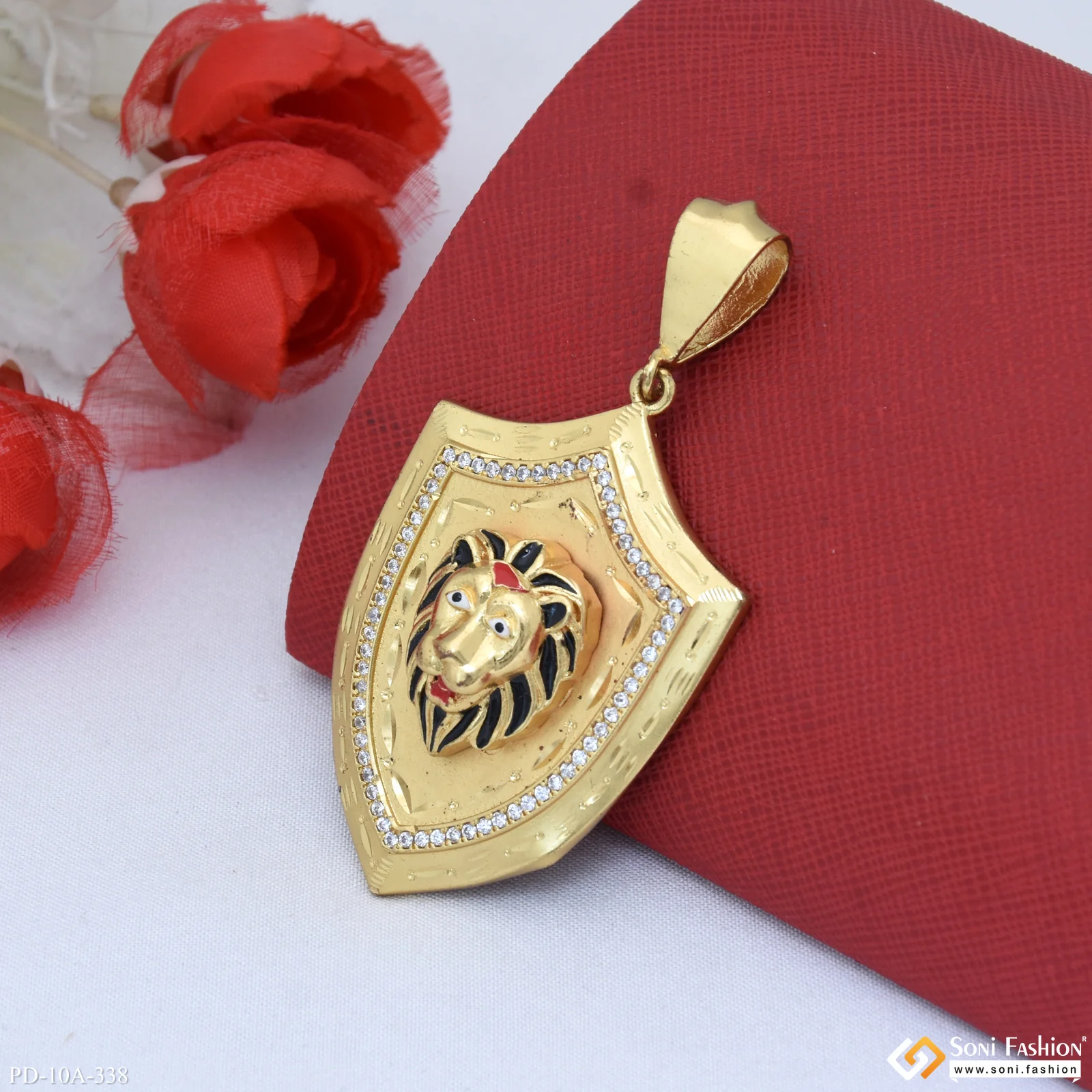 Lion Diamond Pendant Premium-Grade Quality Gold Plated for Men - Style A338 - Image 5