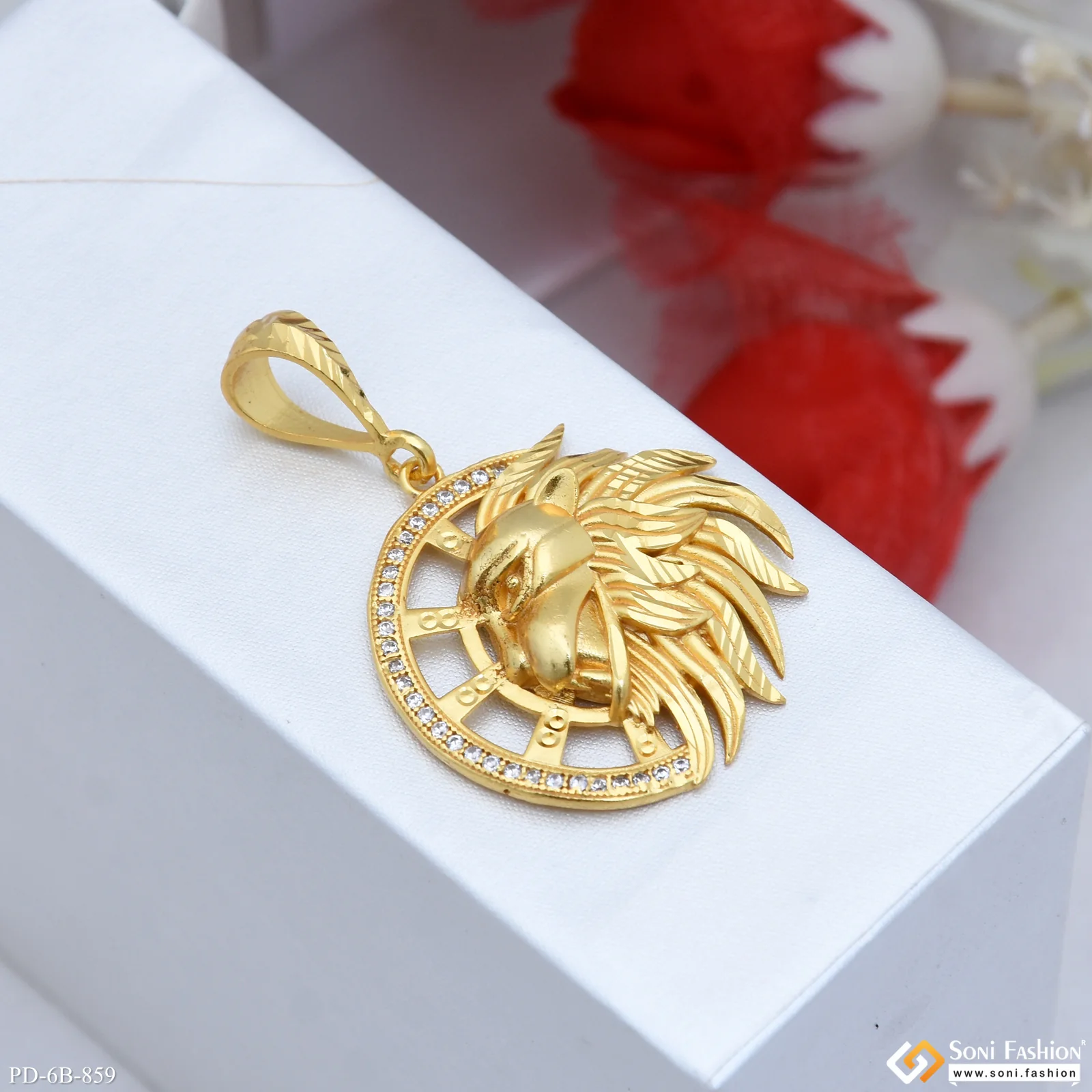 lion Excellent Design Gold Plated Pendant for Men - Style B859 - Image 3