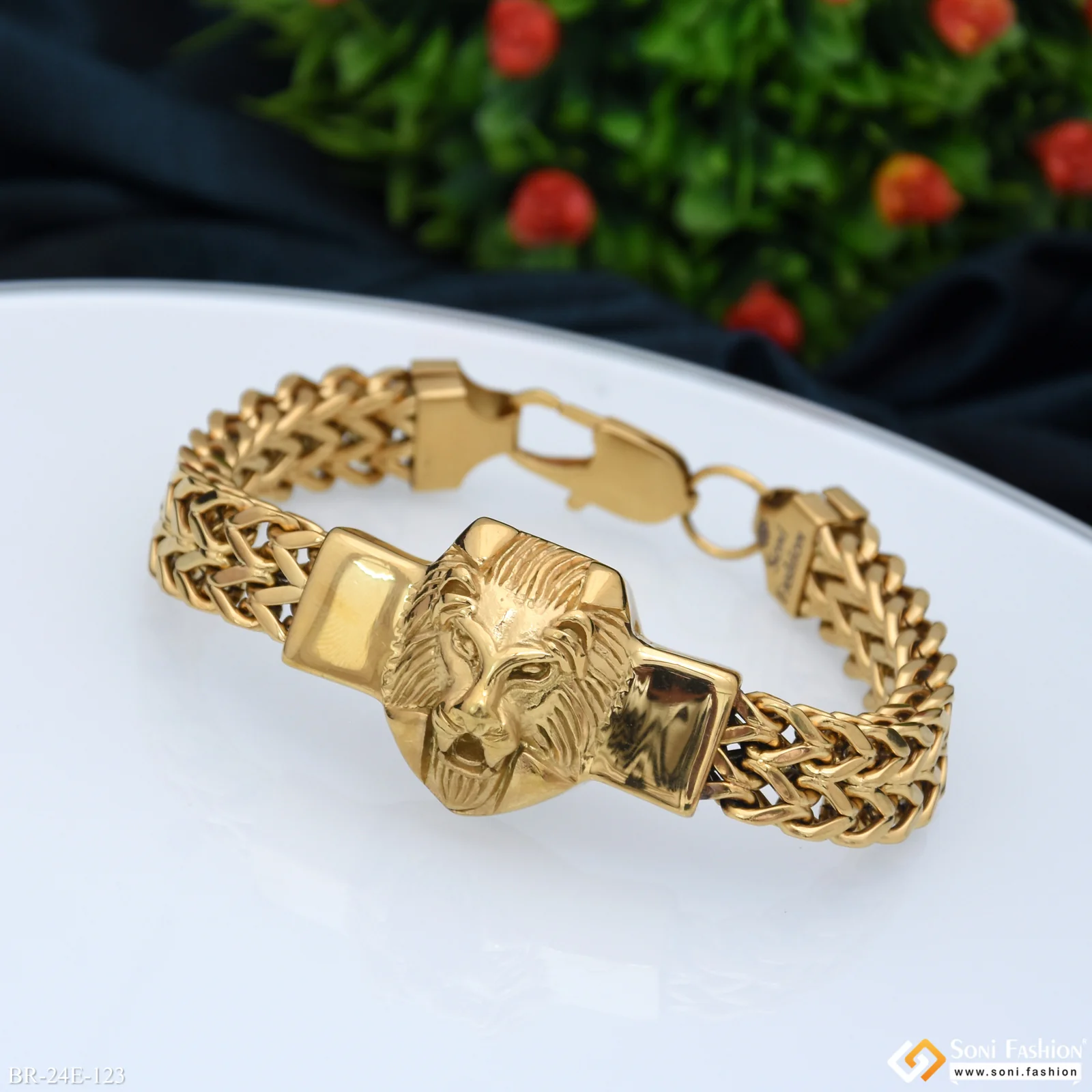 Lion Face Artisanal Design Stainless Steel Bracelet for Men - Style E123 - Image 2