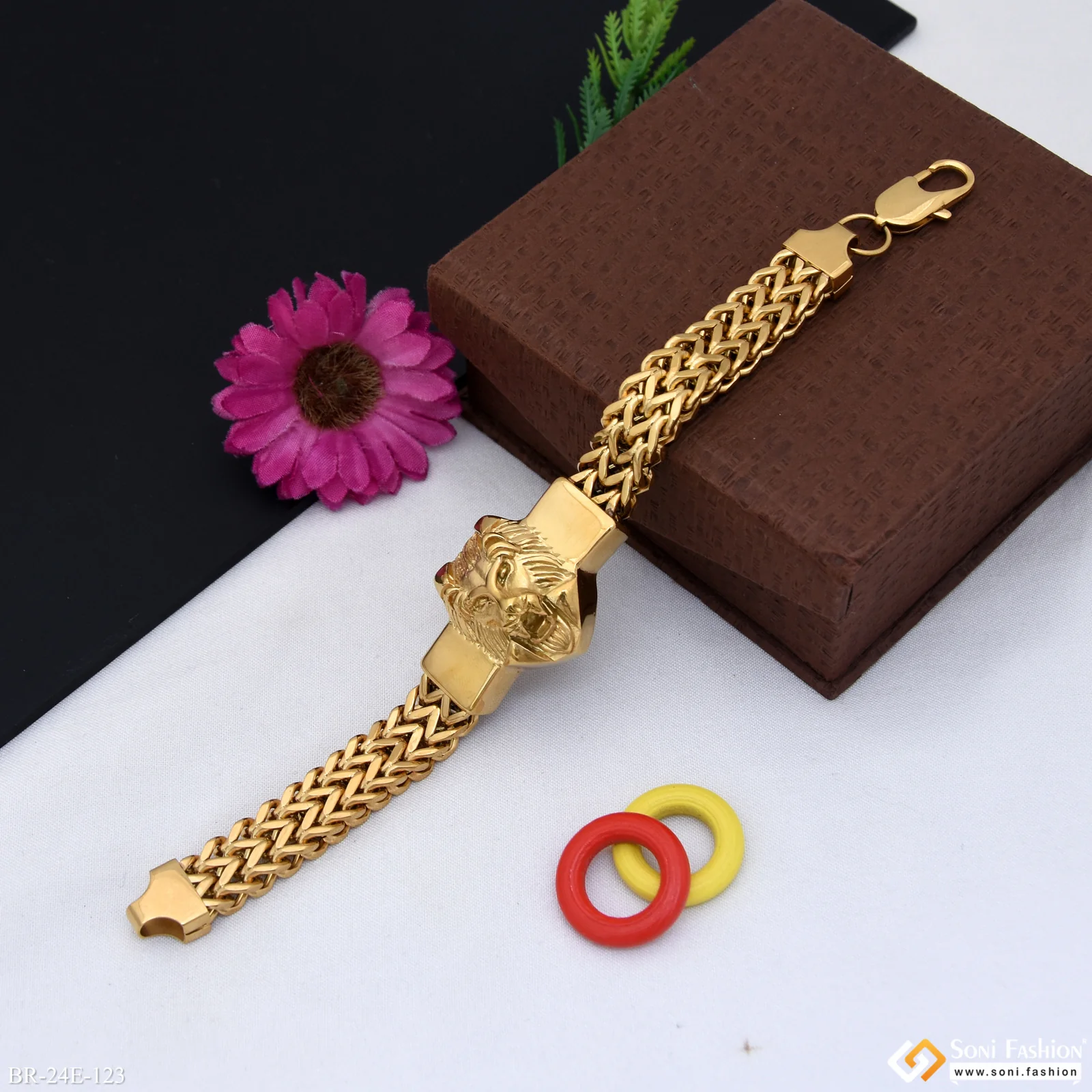 Lion Face Artisanal Design Stainless Steel Bracelet for Men - Style E123 - Image 5