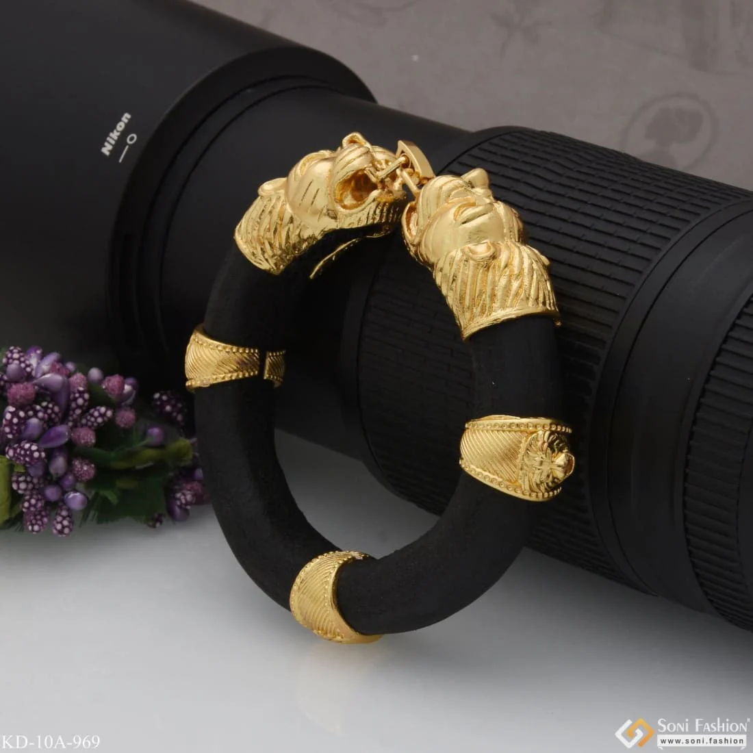 Lion Face Best Quality Elegant Design Gold Plated Genda Kada for Men - Style A969 - Image 4