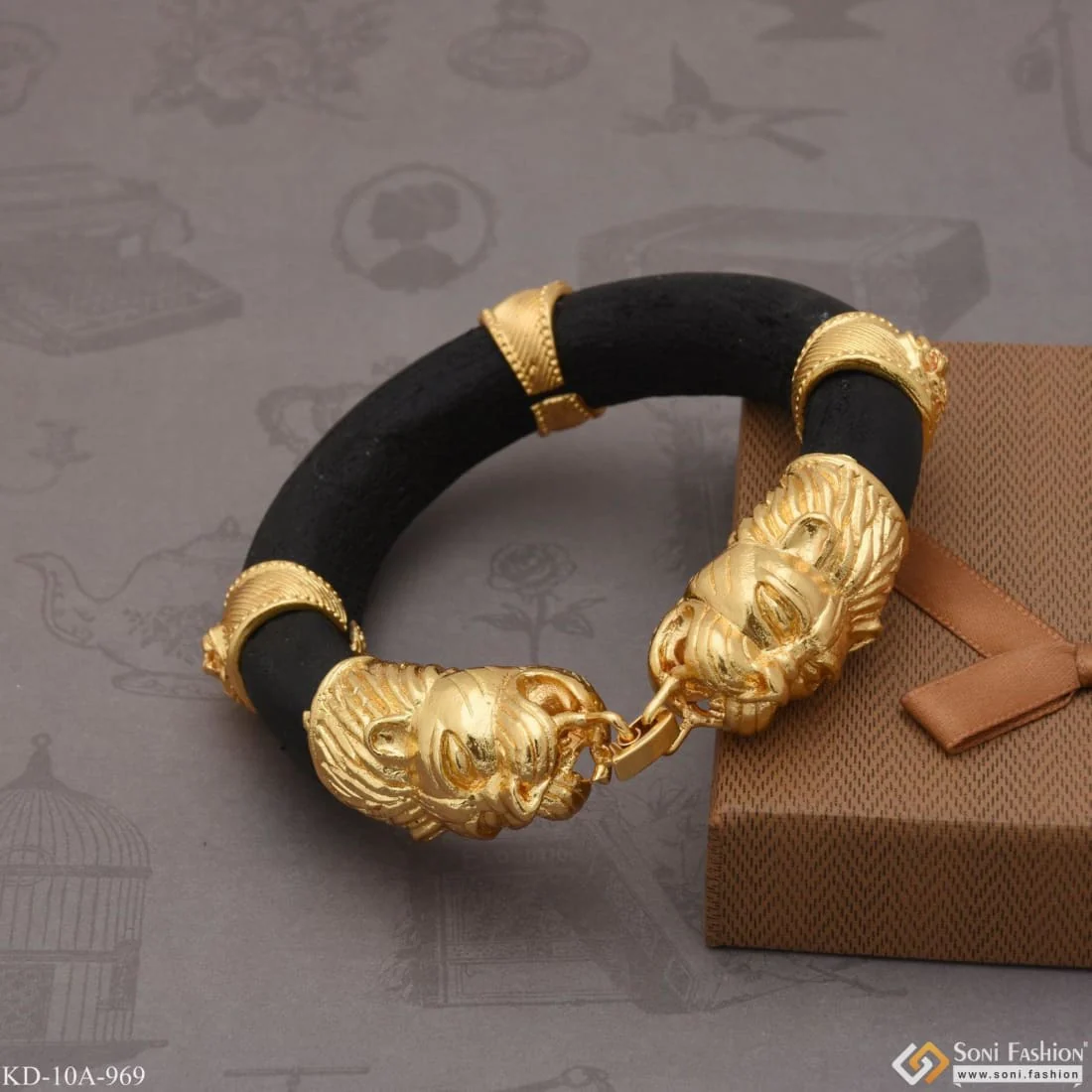 Lion Face Best Quality Elegant Design Gold Plated Genda Kada for Men - Style A969 - Image 8