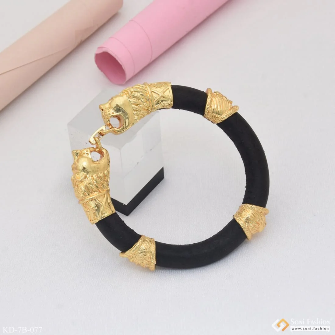 Lion Face Fancy Design High-Quality Gold Plated Genda Kada for Men - Style B077 - Image 10