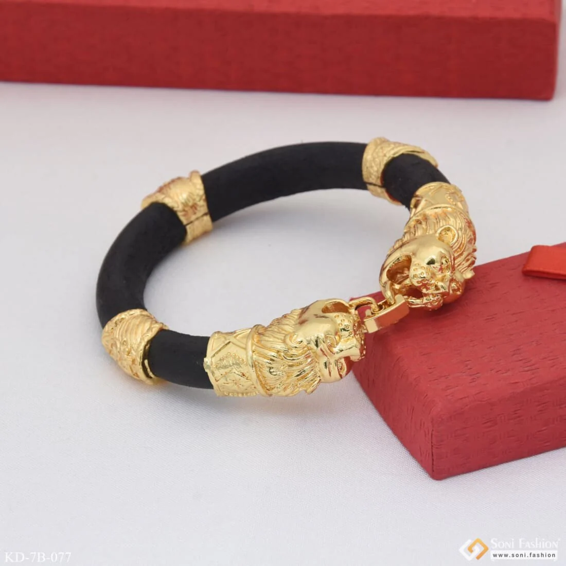 Lion Face Fancy Design High-Quality Gold Plated Genda Kada for Men - Style B077 - Image 11