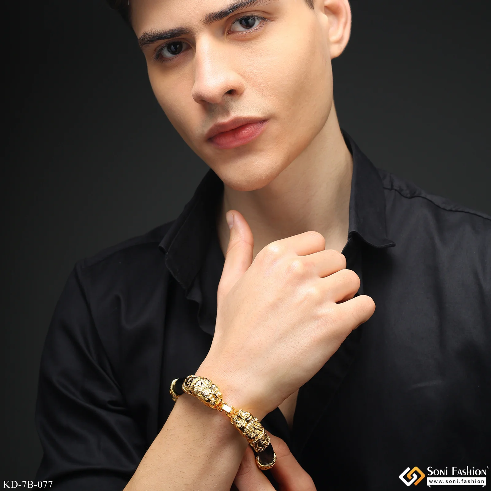 Lion Face Fancy Design High-Quality Gold Plated Genda Kada for Men - Style B077 - Image 5