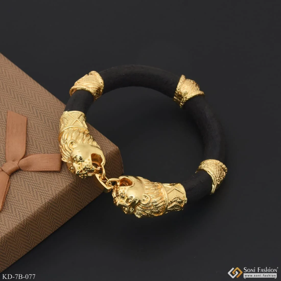 Lion Face Fancy Design High-Quality Gold Plated Genda Kada for Men - Style B077 - Image 8
