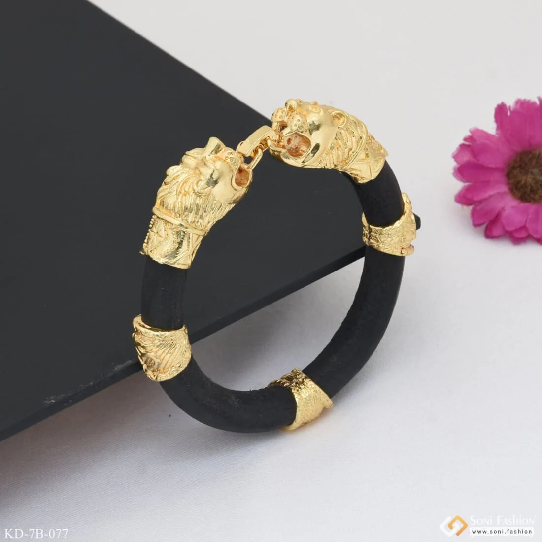 Lion Face Fancy Design High-Quality Gold Plated Genda Kada for Men - Style B077 - Image 9
