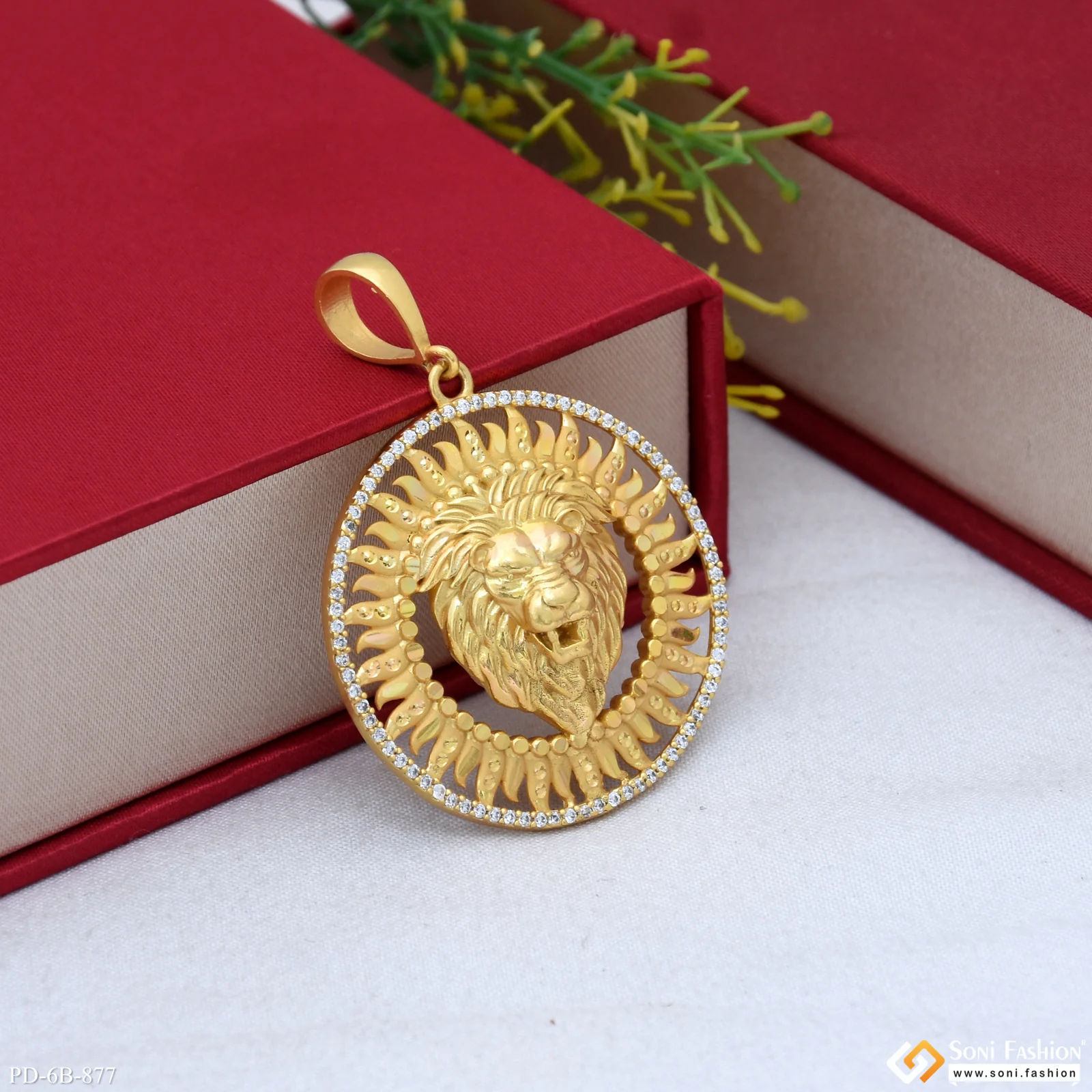 Lion Finely Detailed Design Gold Plated Pendant for Men - Style B877 - Image 3