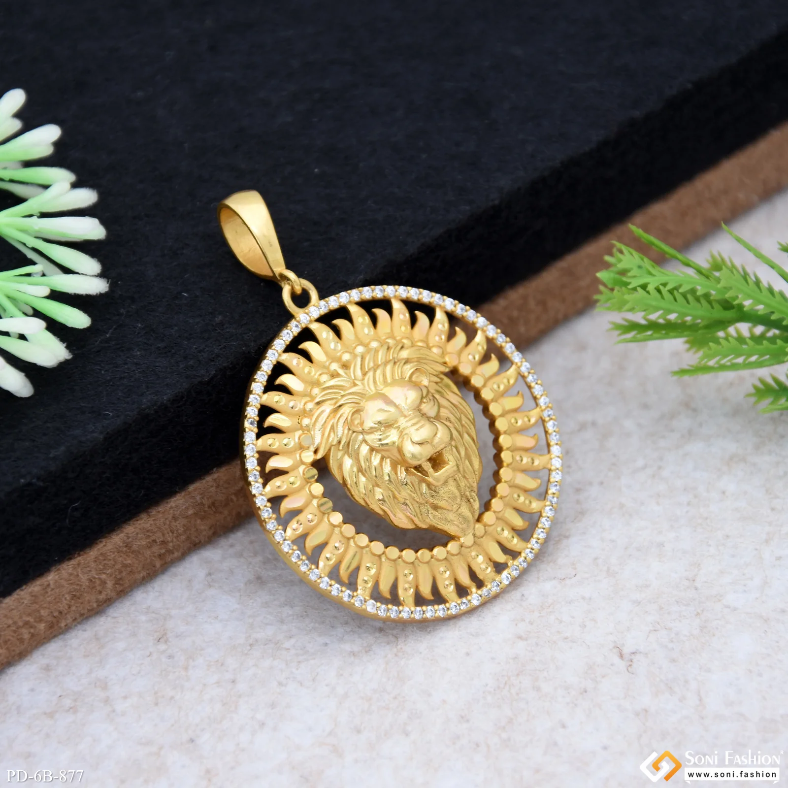 Lion Finely Detailed Design Gold Plated Pendant for Men - Style B877 - Image 4