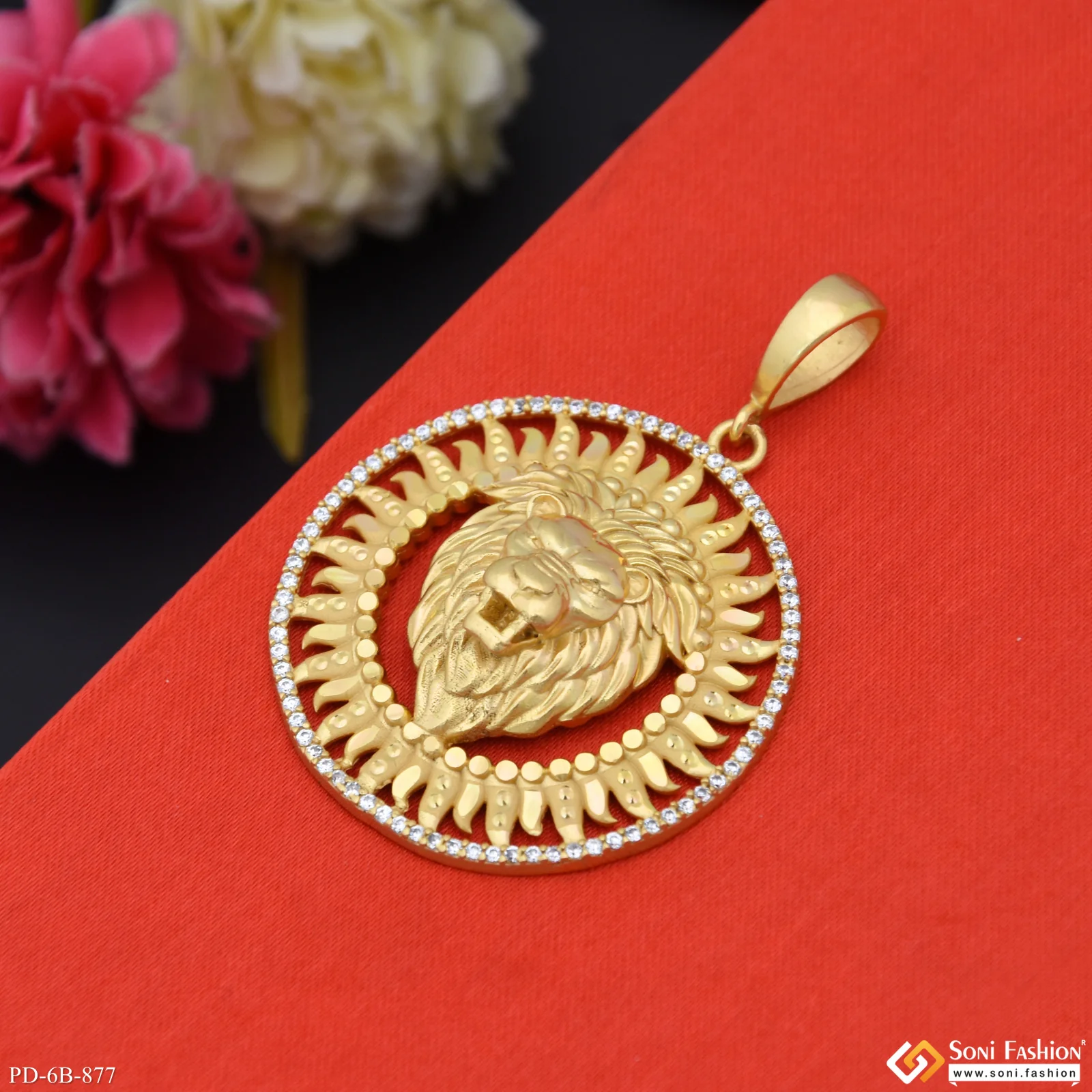 Lion Finely Detailed Design Gold Plated Pendant for Men - Style B877 - Image 5