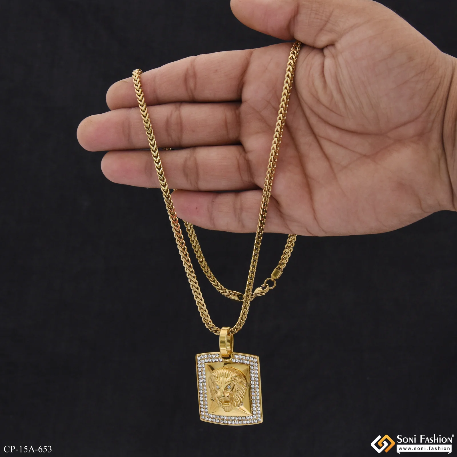 Lion Golden Color Pendant With Chain for Men - Style A653 - Image 2
