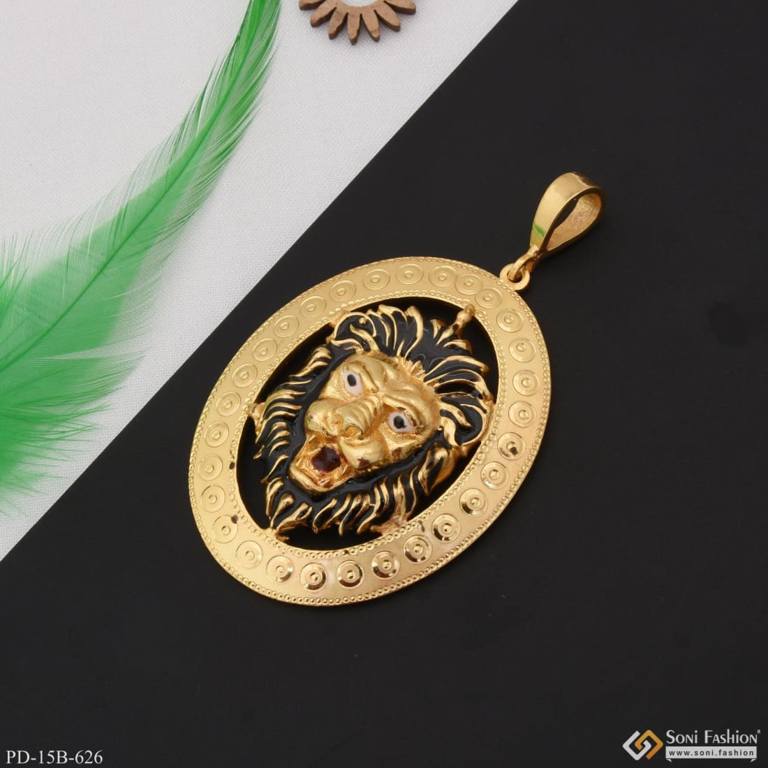 Lion High-quality Eye-catching Design Gold Plated Pendant For Men - Style B626 - Image 4