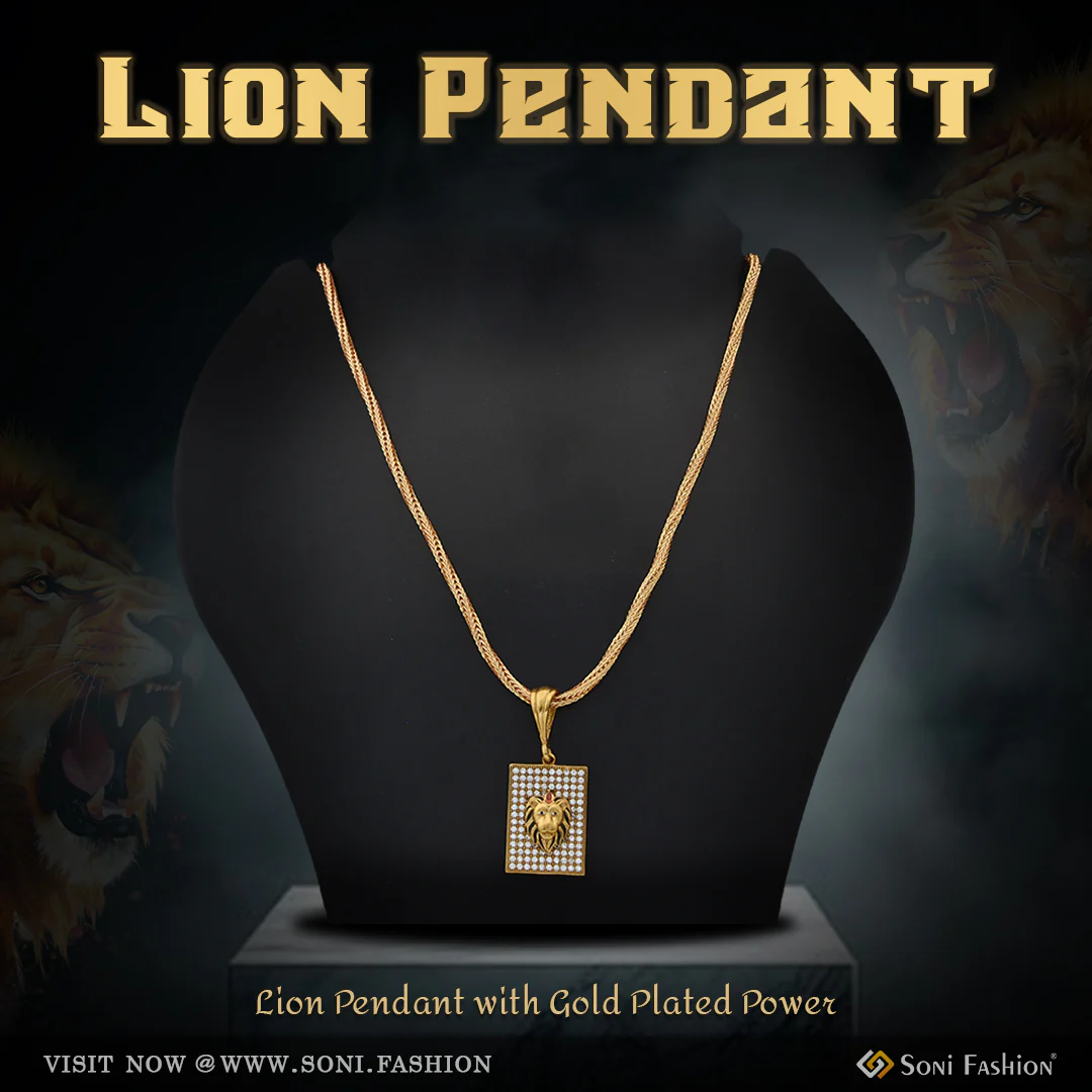 Lion Trending Design Gold Plated Pendant With Chain for Men (CP-C959-A464)