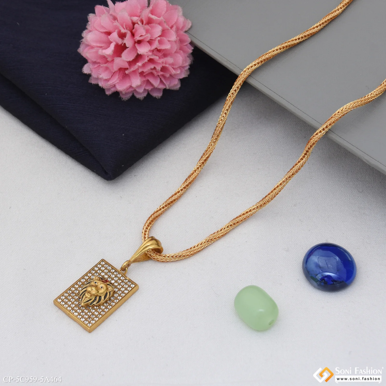 Lion Trending Design Gold Plated Pendant With Chain for Men (CP-C959-A464) - Image 4