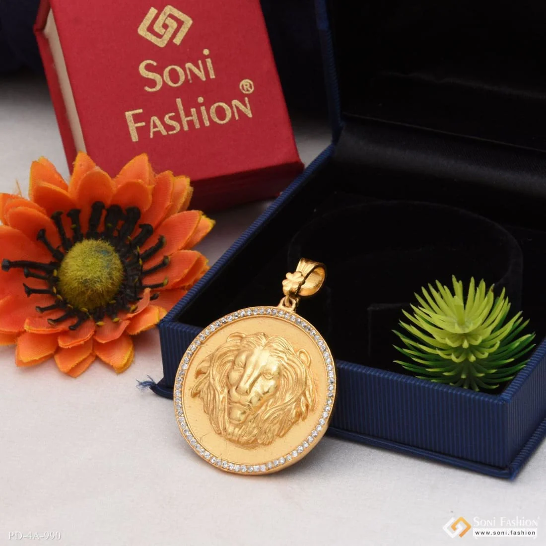 Lion Unique Design Premium-Grade Quality Gold Plated Pendant for Men - Style A990 - Image 3