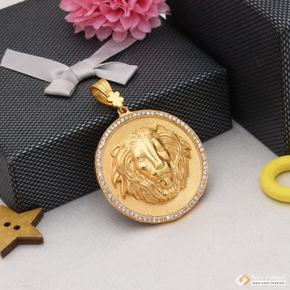 Lion Unique Design Premium-Grade Quality Gold Plated Pendant for Men - Style A990 - Image 5