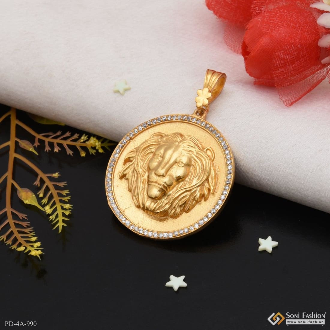 Lion Unique Design Premium-Grade Quality Gold Plated Pendant for Men - Style A990 - Image 6