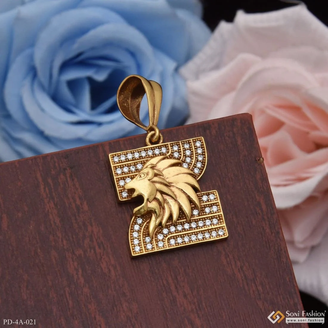 Lion With Diamond Charming Design Gold Plated Pendant For Men - Style A021 - Image 5