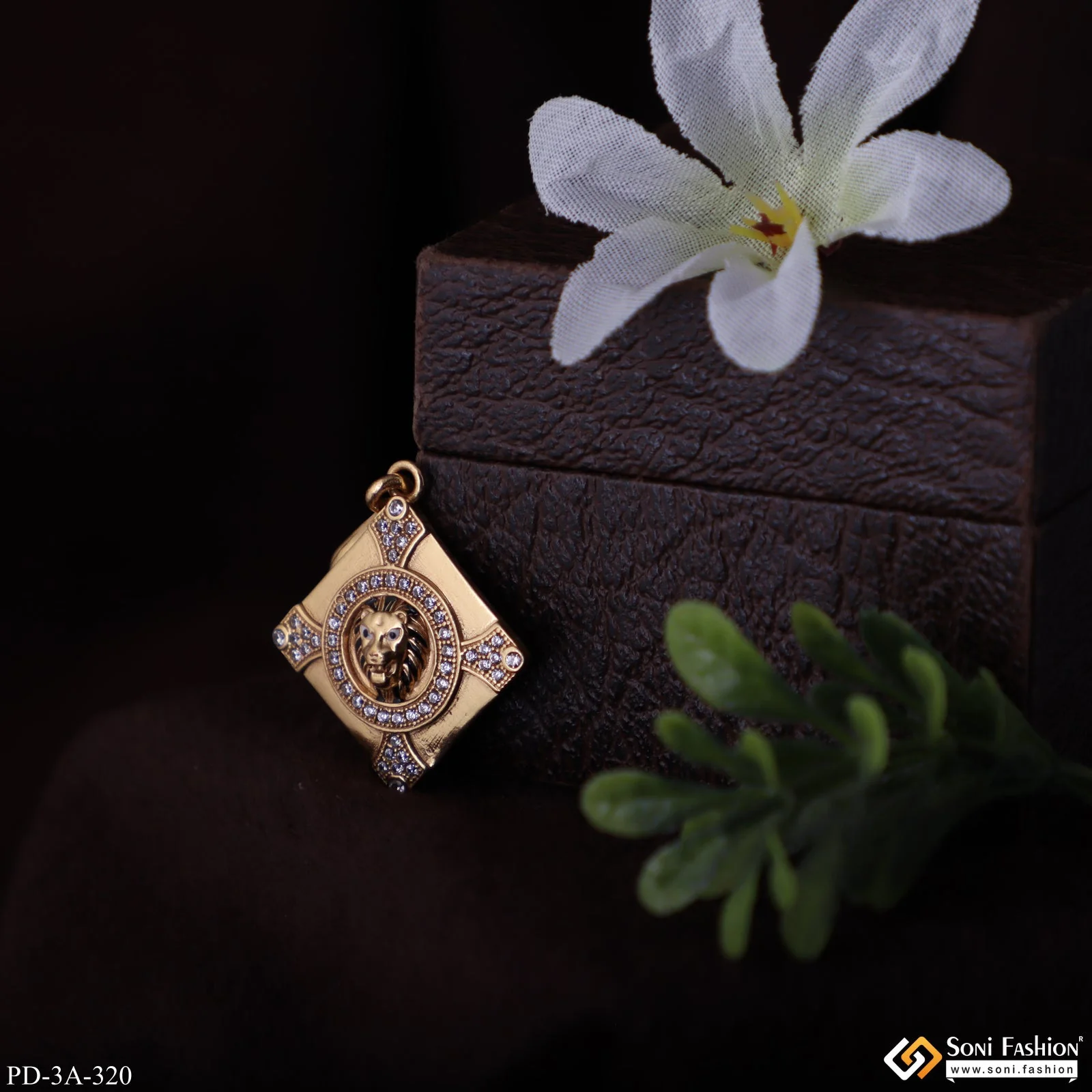 Lion With Diamond Glamorous Design Gold Plated Pendant For Men - Style A320 - Image 4