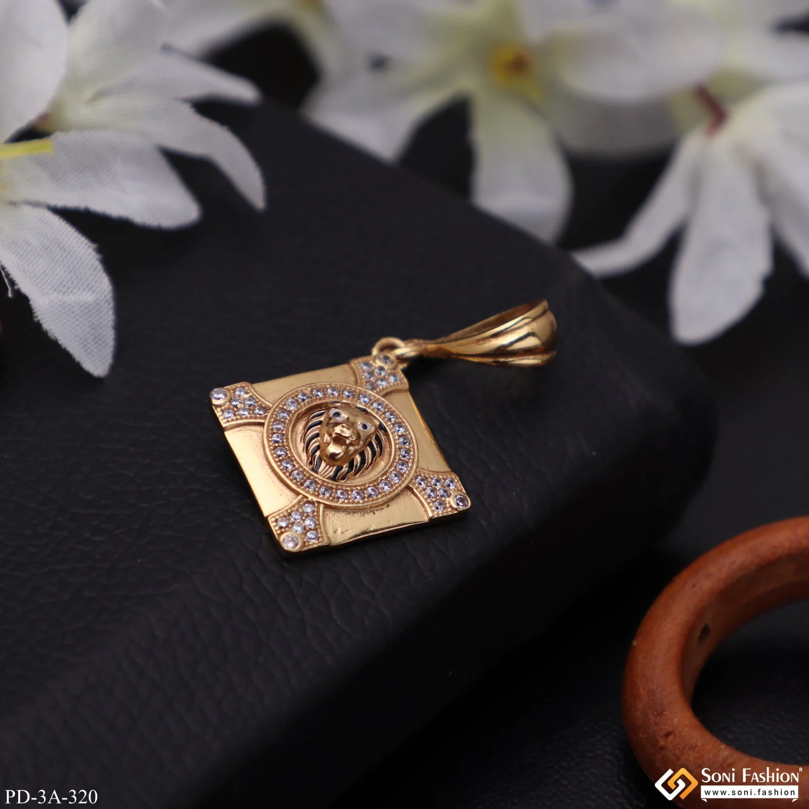 Lion With Diamond Glamorous Design Gold Plated Pendant For Men - Style A320 - Image 5