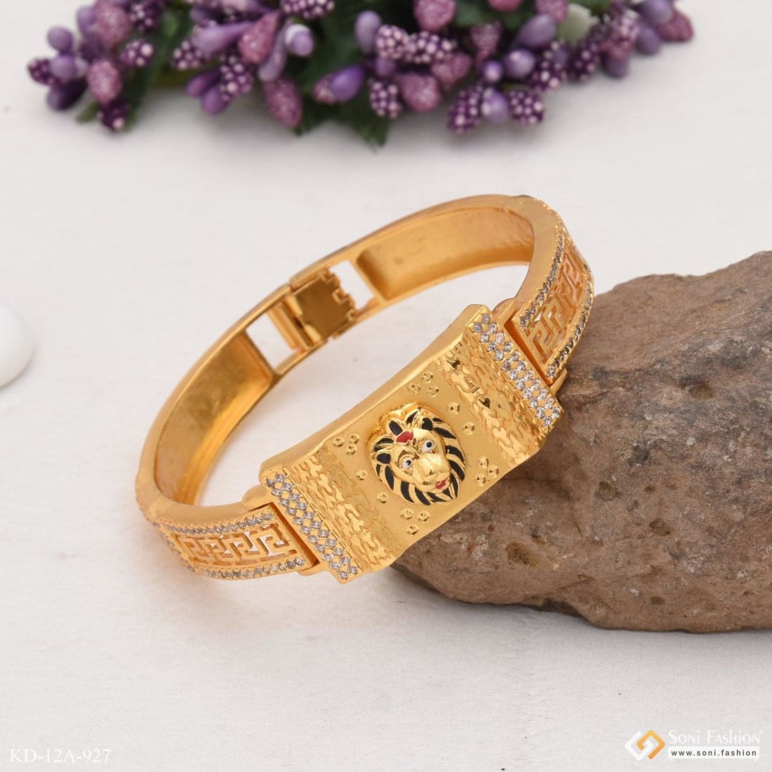 Lion with Diamond High-Quality Eye-Catching Design Kada for Men - Style A927 - Image 3