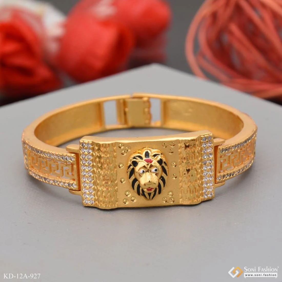 Lion with Diamond High-Quality Eye-Catching Design Kada for Men - Style A927 - Image 4
