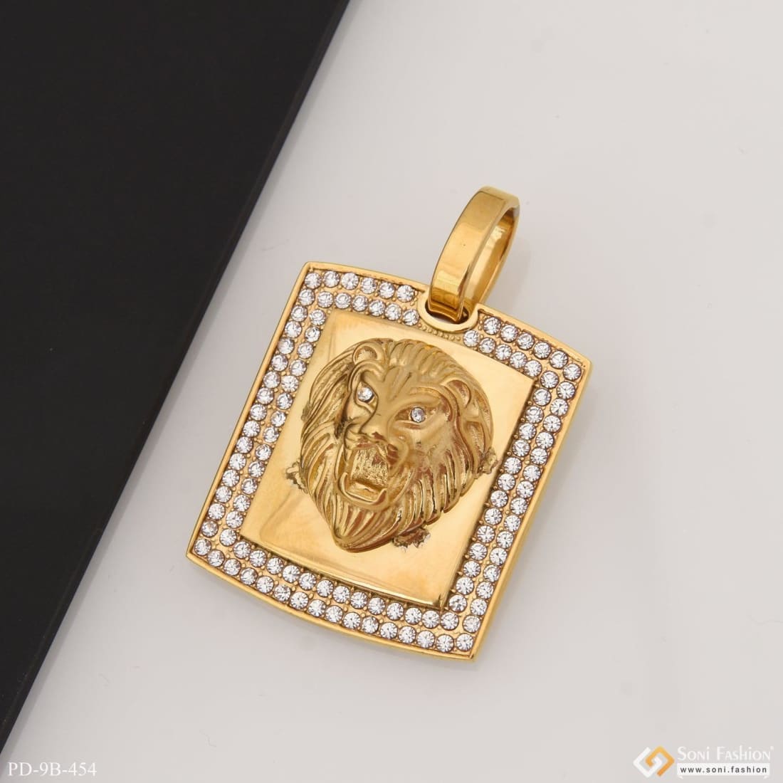 Lion With Diamond Sophisticated Design Gold Plated Pendant For Men - Style B454 - Image 4