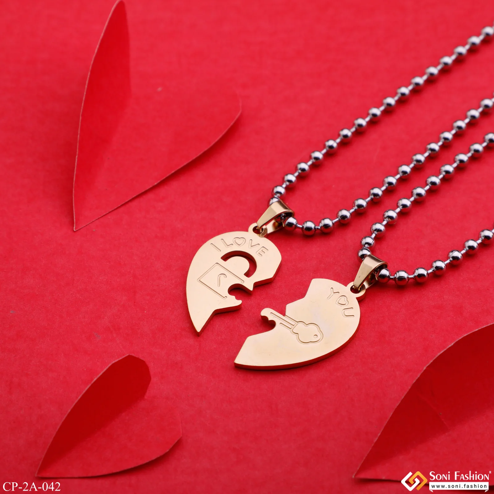 Lock n Key Boy and Girl Locket Couple Chain with Pendant for Valentine's Day Gift - Style A042 - Image 4