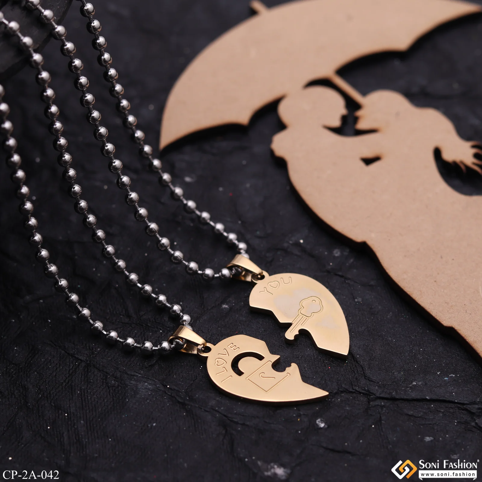 Lock n Key Boy and Girl Locket Couple Chain with Pendant for Valentine's Day Gift - Style A042 - Image 5