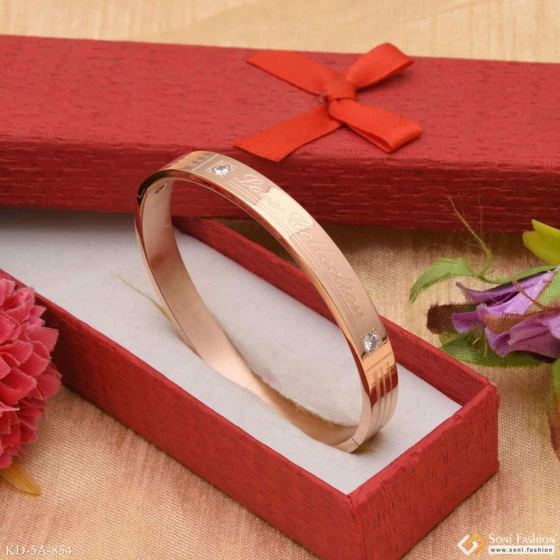 Love Collection Exceptional Design High-Quality Rose Gold Kada for Men - Style A854 - Image 3