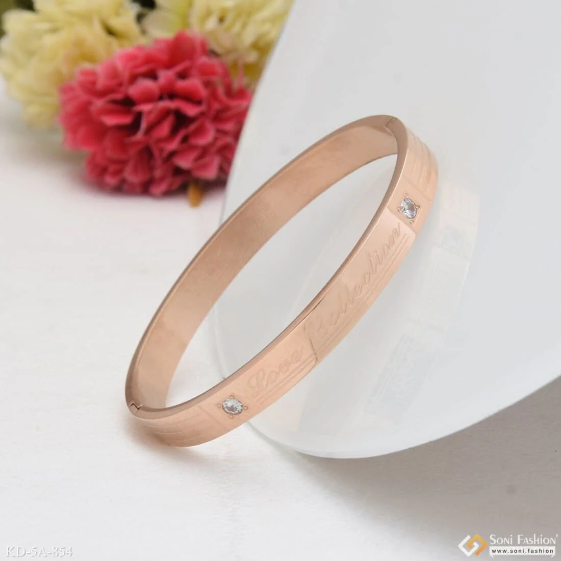 Love Collection Exceptional Design High-Quality Rose Gold Kada for Men - Style A854 - Image 4