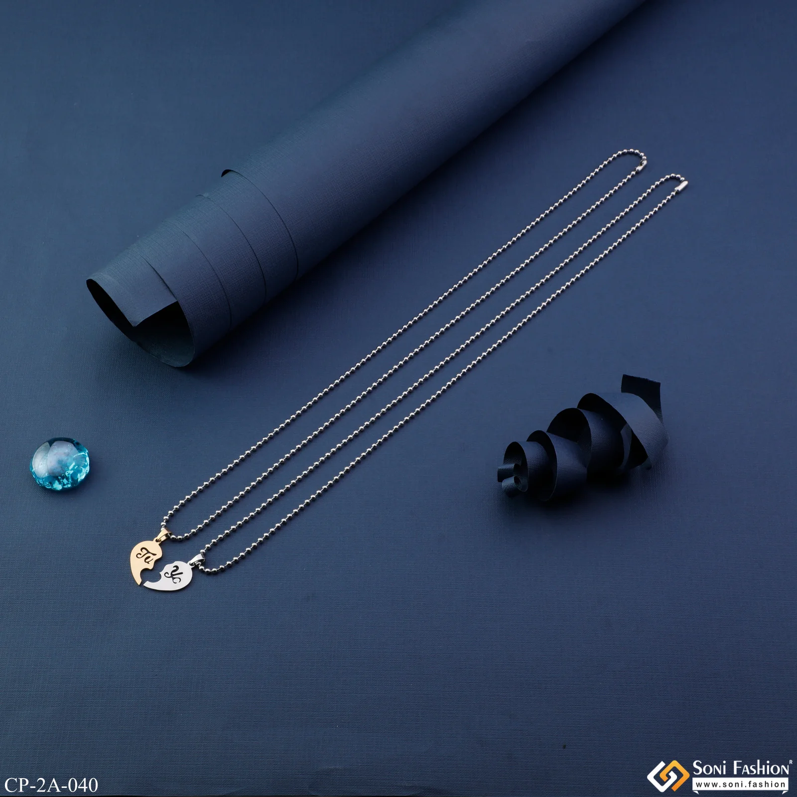His and Her Love Couple Chain with Pendant for Valentine's Day Gift Pendant Set - Style A040 - Image 3