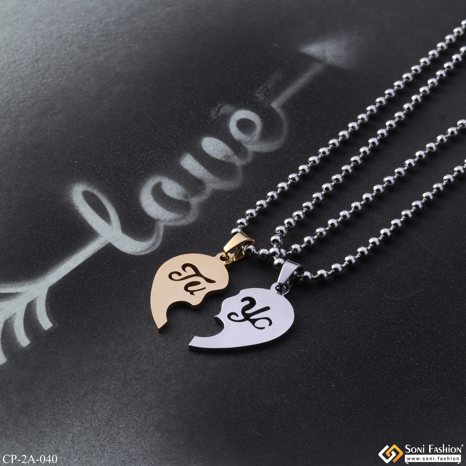 His and Her Love Couple Chain with Pendant for Valentine's Day Gift Pendant Set - Style A040 - Image 4