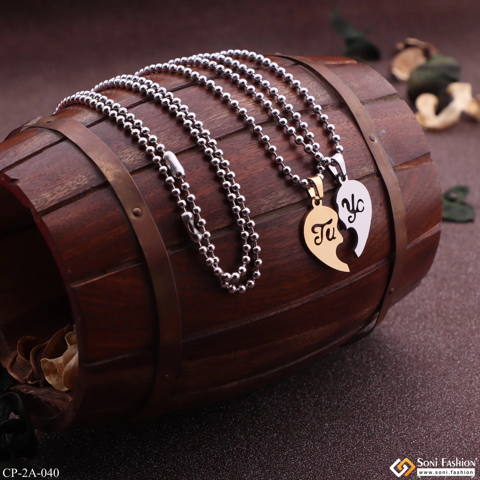 His and Her Love Couple Chain with Pendant for Valentine's Day Gift Pendant Set - Style A040 - Image 5