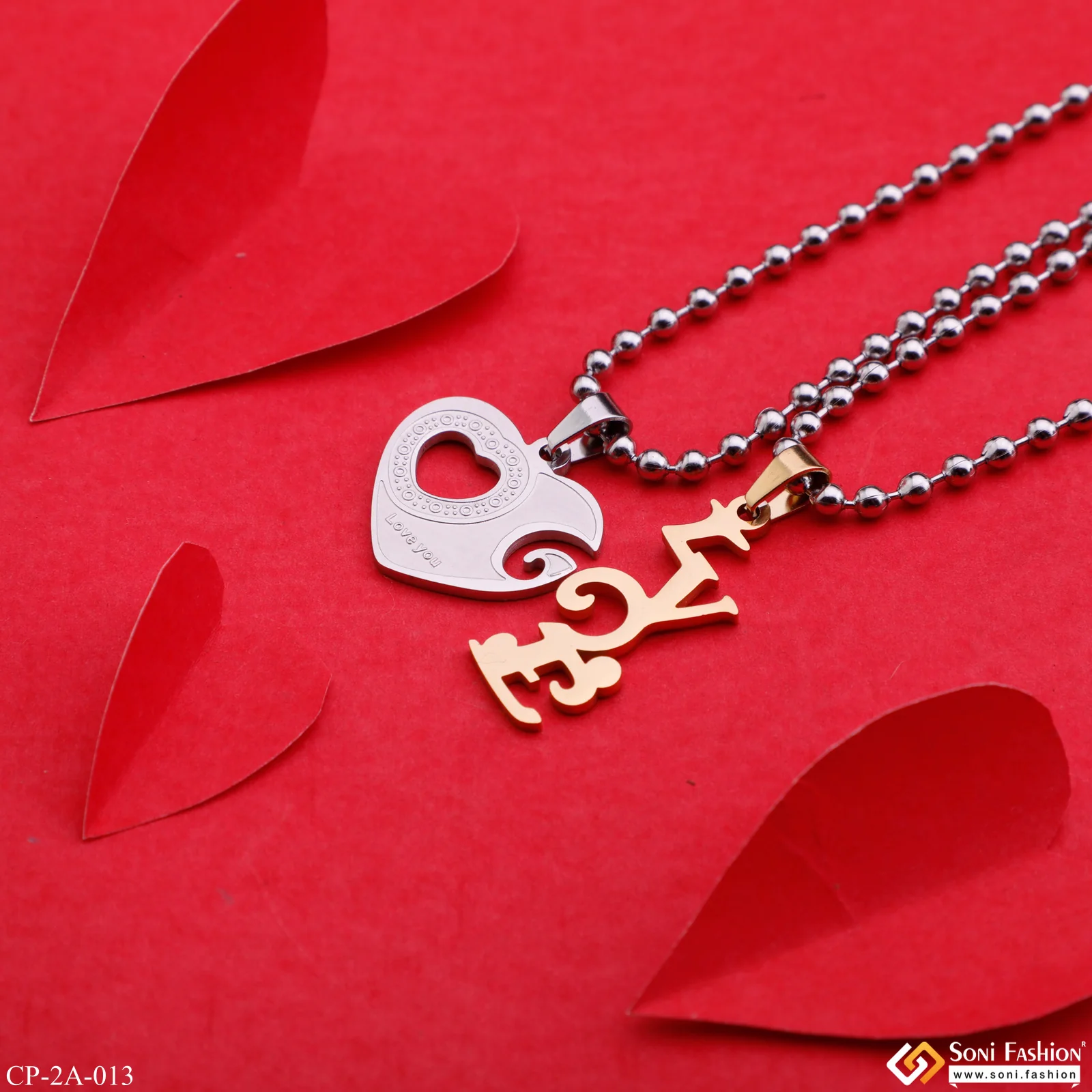 Love Letter with Heart Locket for His and Hers Lover Couple Chain with Pendant - Style A015 - Image 5