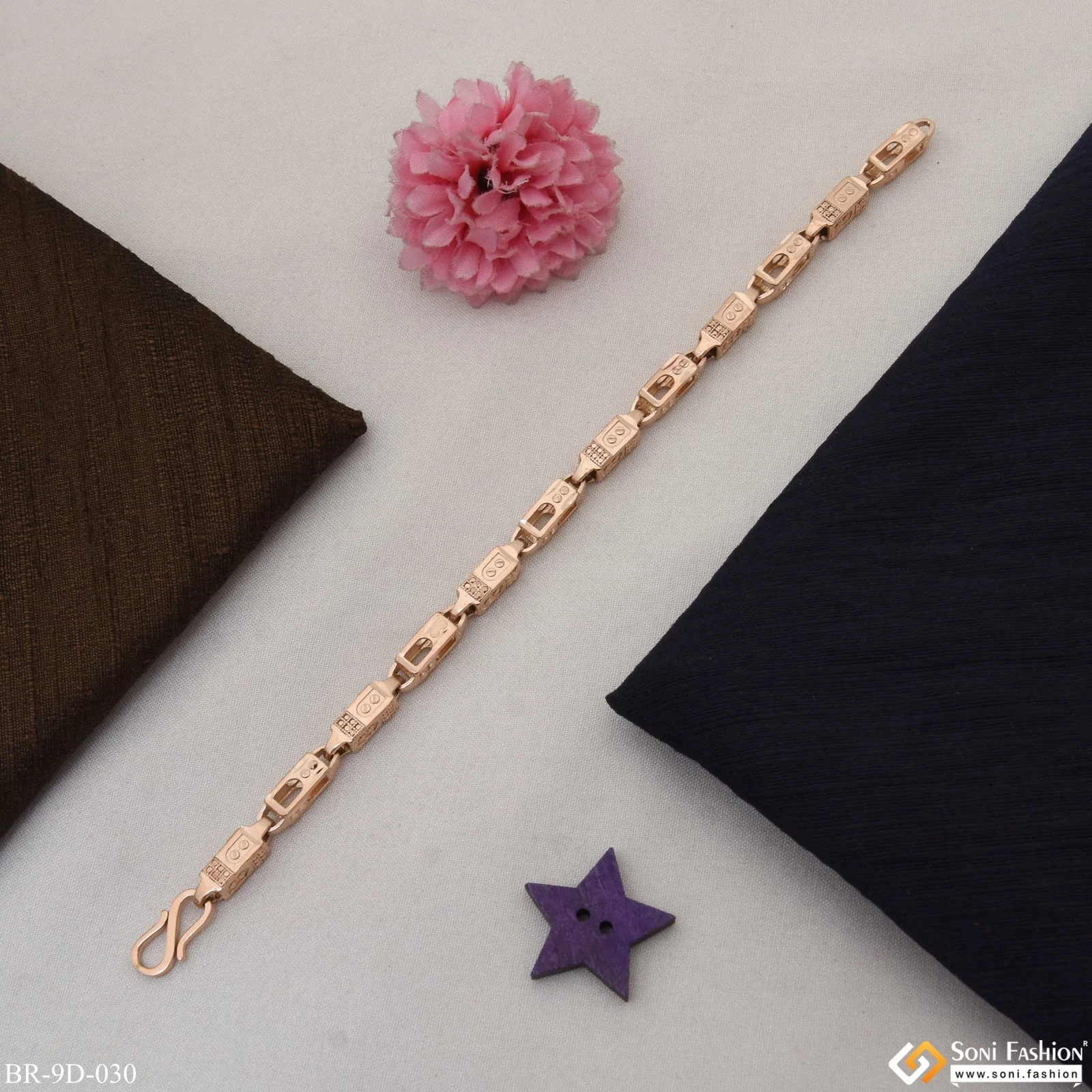 Lovely Design Amazing Design Rose Gold Color Bracelet for Men - Style D030 - Image 2