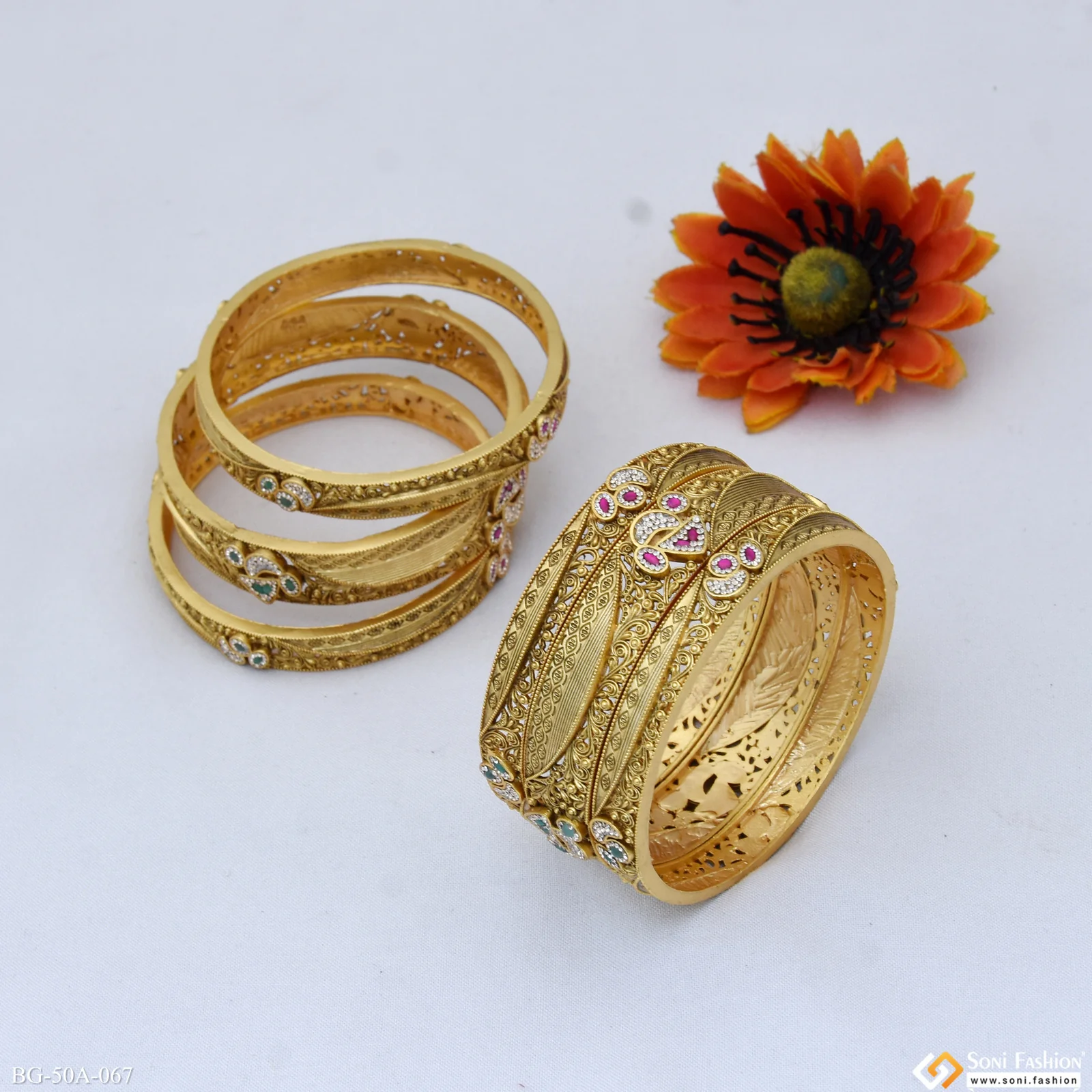 Lovely Design Gold Plated Bangles for Women - Style A067 - Image 2