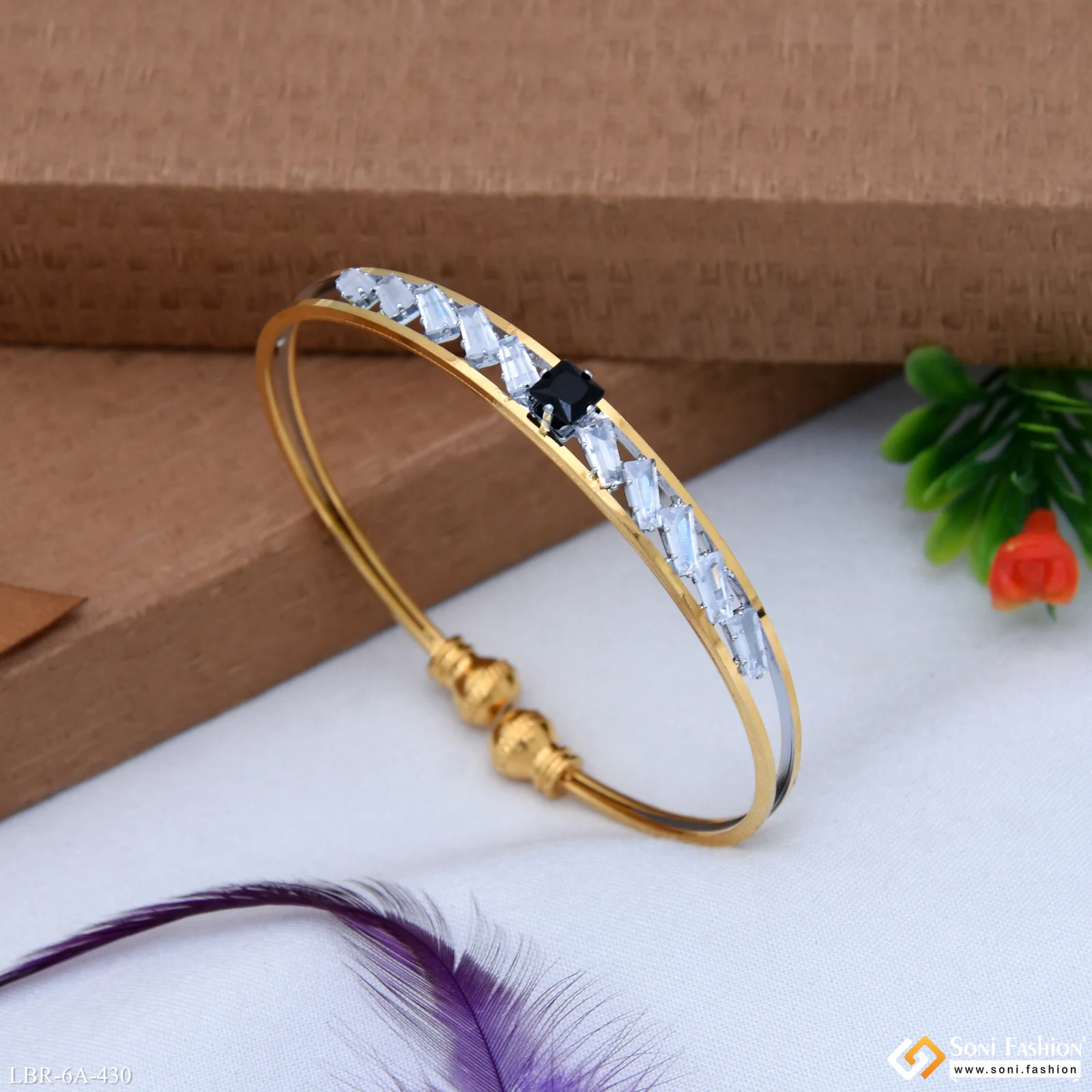 Lovely Design Gold Plated Bracelet Kada for Ladies - Style A430 - Image 4
