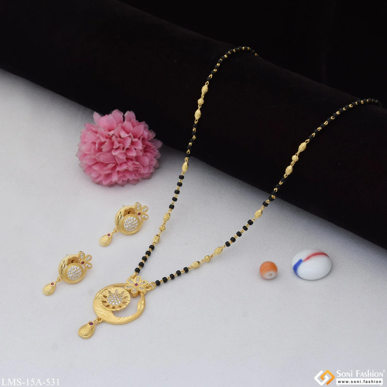 Lovely Design Gold Plated Mangalsutra Set for Women - Style A531 - Image 3
