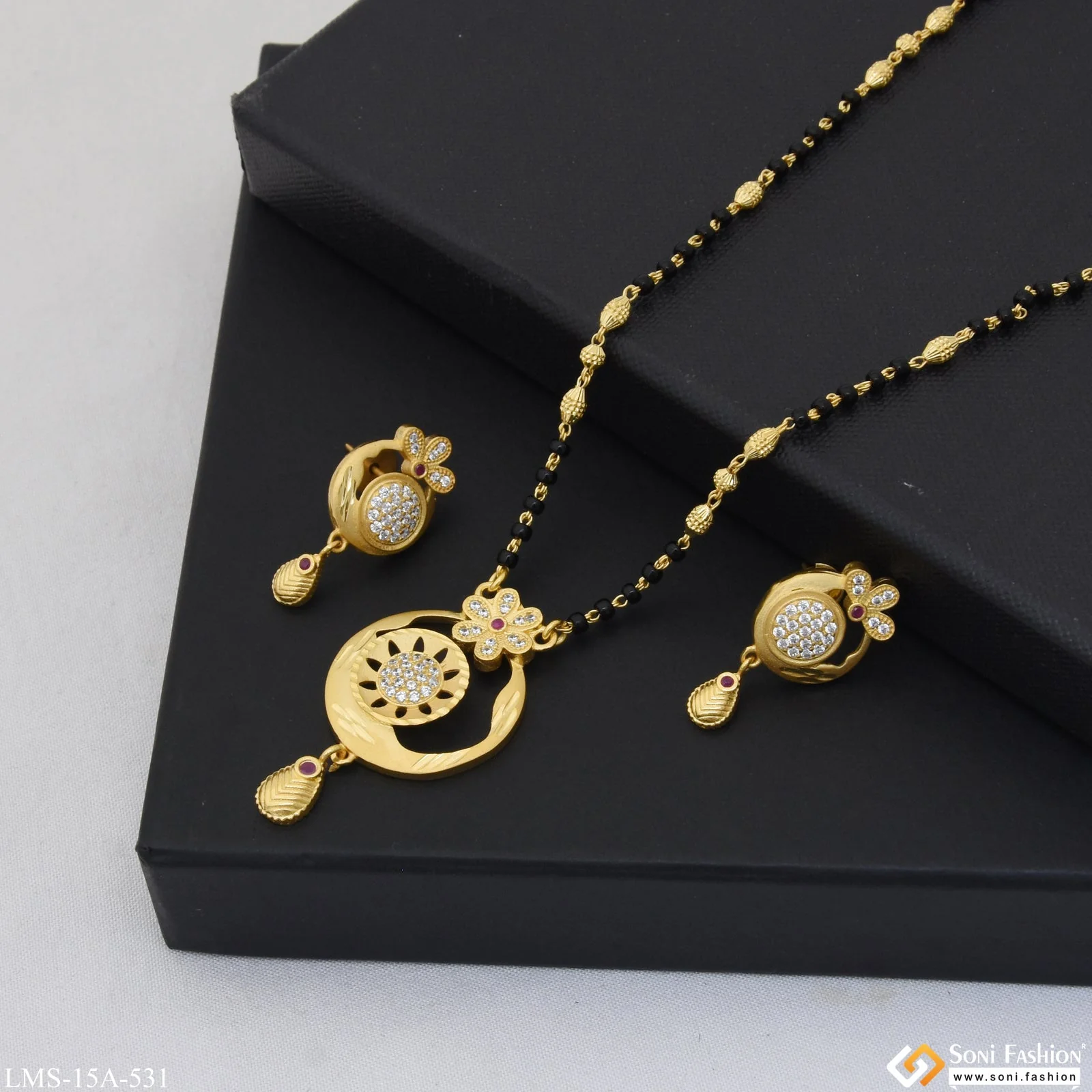 Lovely Design Gold Plated Mangalsutra Set for Women - Style A531 - Image 5